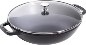 Staub – Wok ze szklaną pokrywą 37 cm czarny