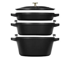 Staub - zestaw 3 naczyń + pokrywka 24 cm czarny
