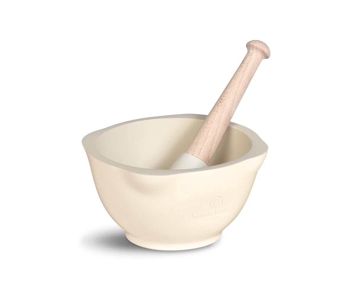 Emile Henry - Moździerz z tłuczkiem - kremowy