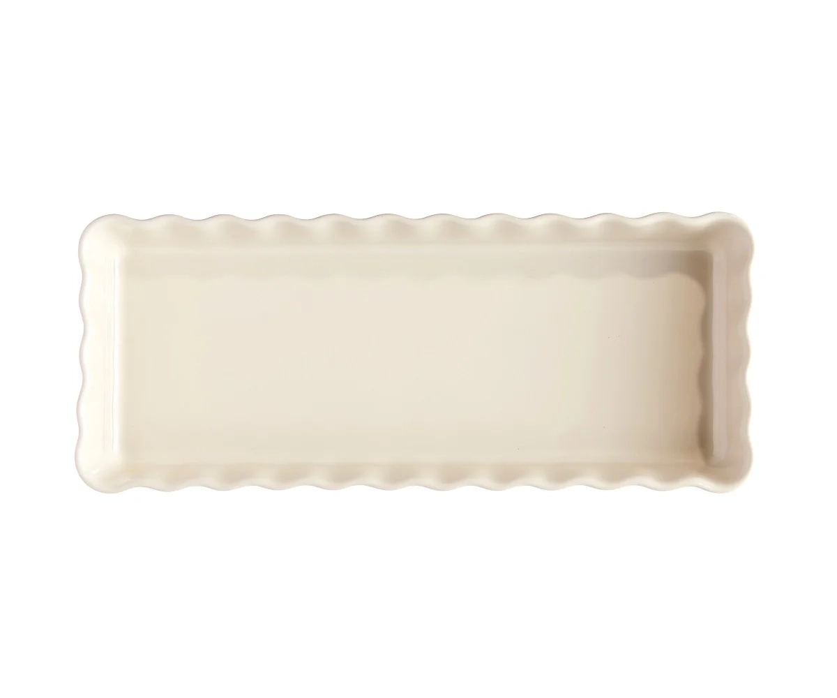 Emile Henry - Prostokątne naczynie do tarty- 36×15×5cm - kremowy