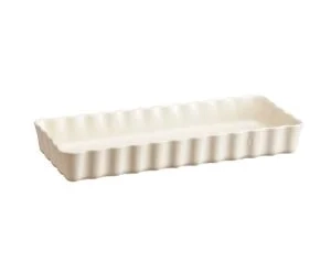 Emile Henry - Prostokątne naczynie do tarty- 36×15×5cm - kremowy