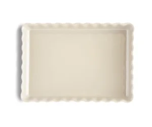 Emile Henry - Prostokątne naczynie do tarty - 24×34cm - kremowy