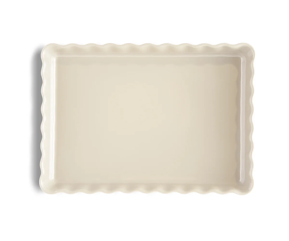 Emile Henry - Prostokątne naczynie do tarty - 24×34cm - kremowy