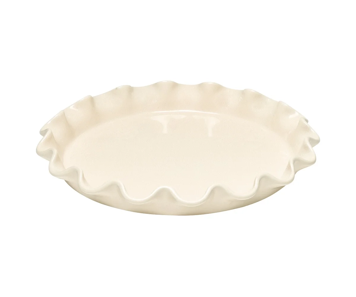 Emile Henry - Naczynie do tarty z falbaną - 33cm - kremowy
