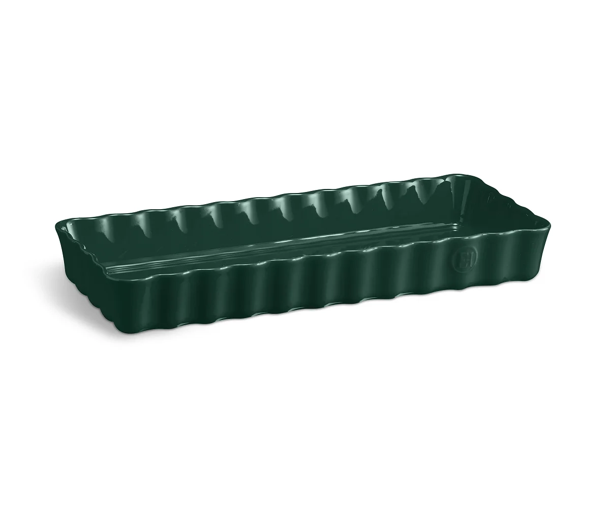 Emile Henry - Prostokątne naczynie do tarty- 36×15×5cm - cedrowy/zielony